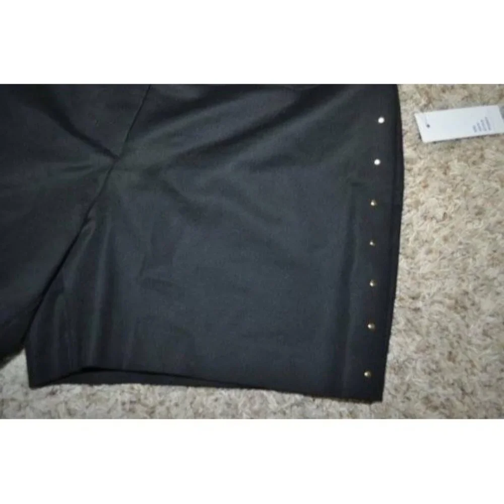 Apt 9 Dress Shorts Womens 16S Black Cuffed Studded Flat Front Midrise